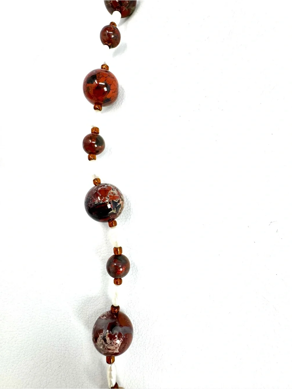 Vintage Natural Brecciated Jasper & Freshwater Pearl Beaded Strand Necklace